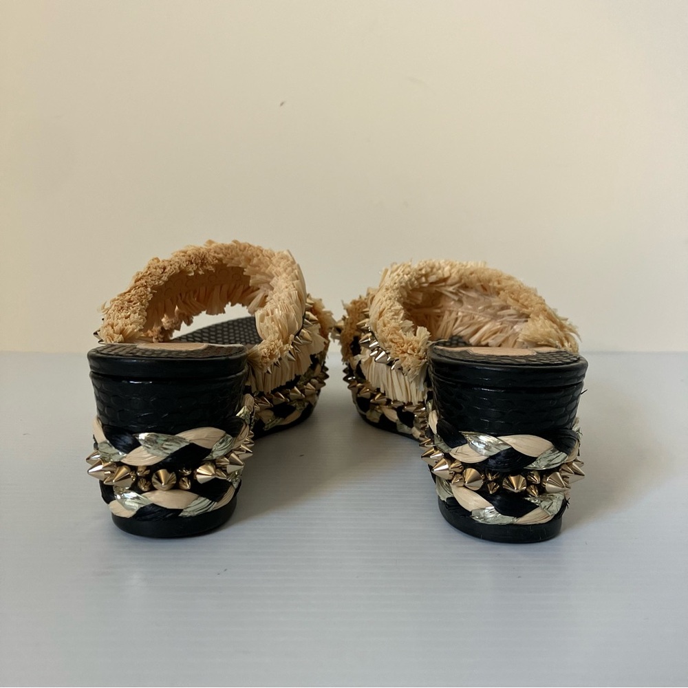 Christian Louboutin Black & Beige Voltinoudou 60 Wedge Sandals size 37 - Picture 9 of 12